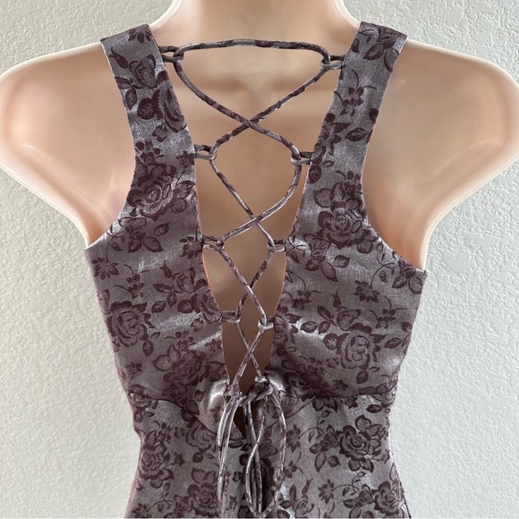 Vintage Floral Metallic Sheath Mini Dress by Jump - Picture 3 of 11